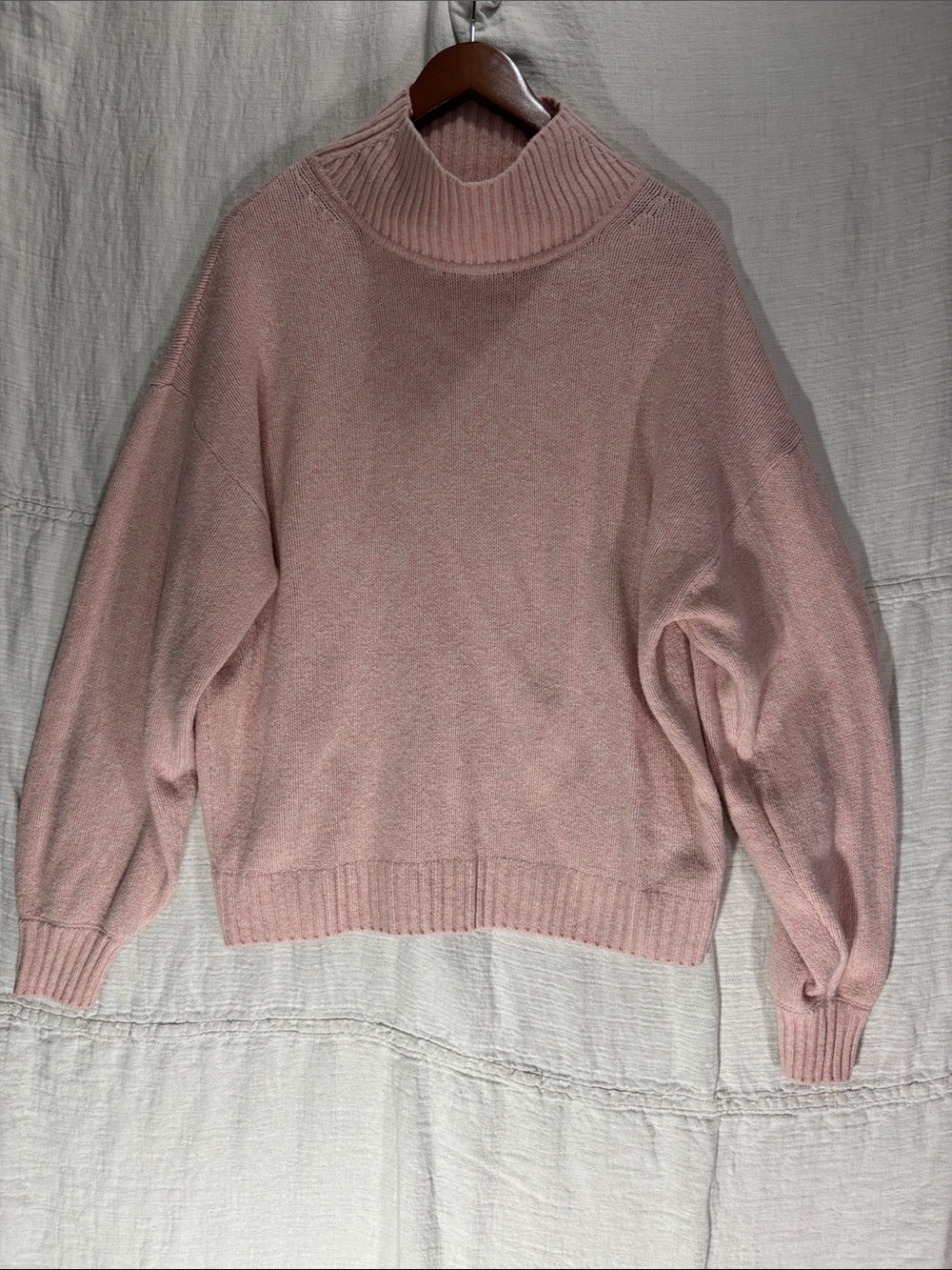 GAP CashSoft Mockneck Sweater Soft Pink Size Medium Tall Cozy Knit Cotton Blend